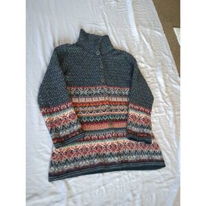 Indigenous Designs Alpaca Cardigan Sweater Fair Isle Button High Neck Sz Medium